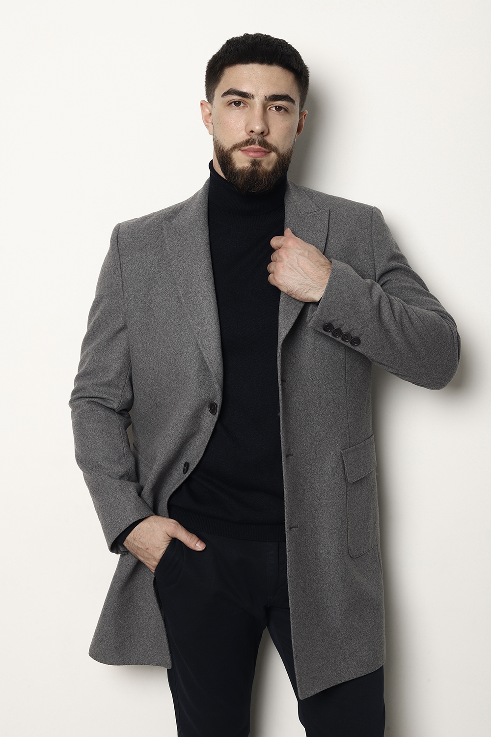 Пальто W-066 СЕРЫЙ