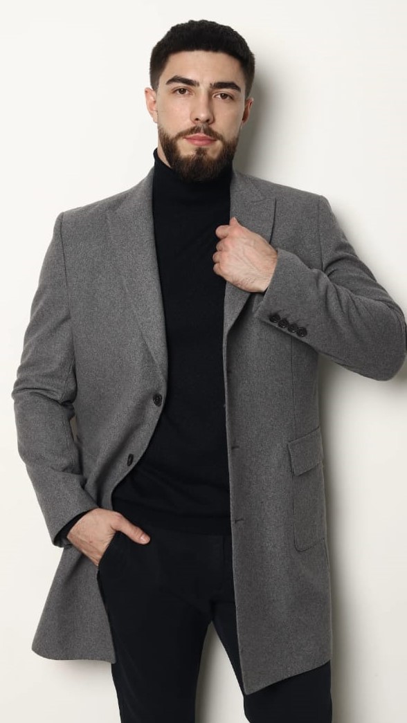 Пальто W-066 СЕРЫЙ